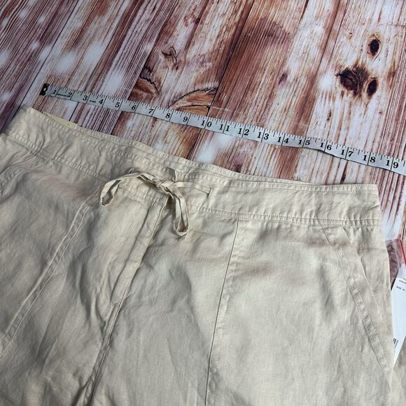 NEW Roxie B 100% Linen Size X Large Tan Crop Capri High Rise Casual Pants 37x22 - Picture 5 of 12